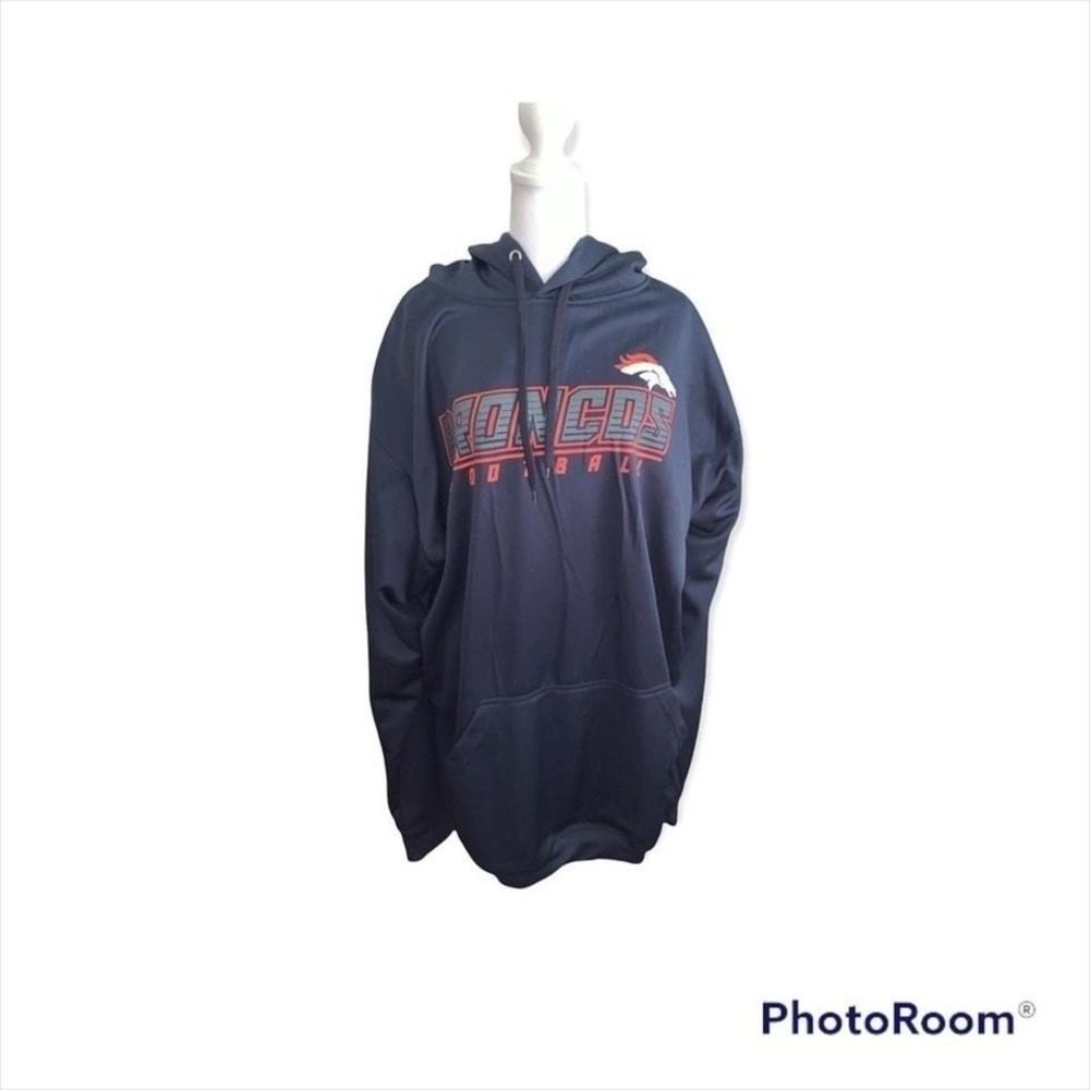 Majestic Denver Broncos Football Hoodie Navy Blue Performance Sweatshirt‎ 2XT